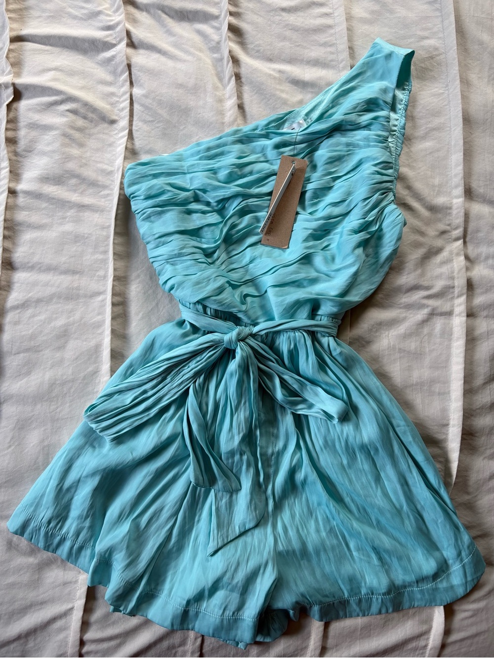 These Three Boutique DO+BE One-Shoulder Romper with Waist Tie
